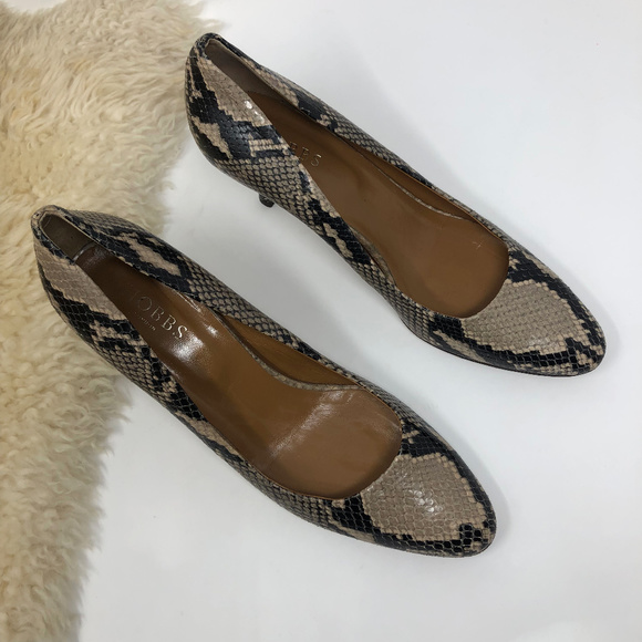 HOBBS Shoes Hobbs London Leather Tan Grey Snake Print